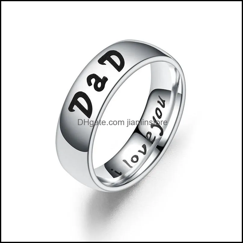 i love you dad mom son daughter letter rings for women men stainless steel family warmth finger ring fashion jewelry gift