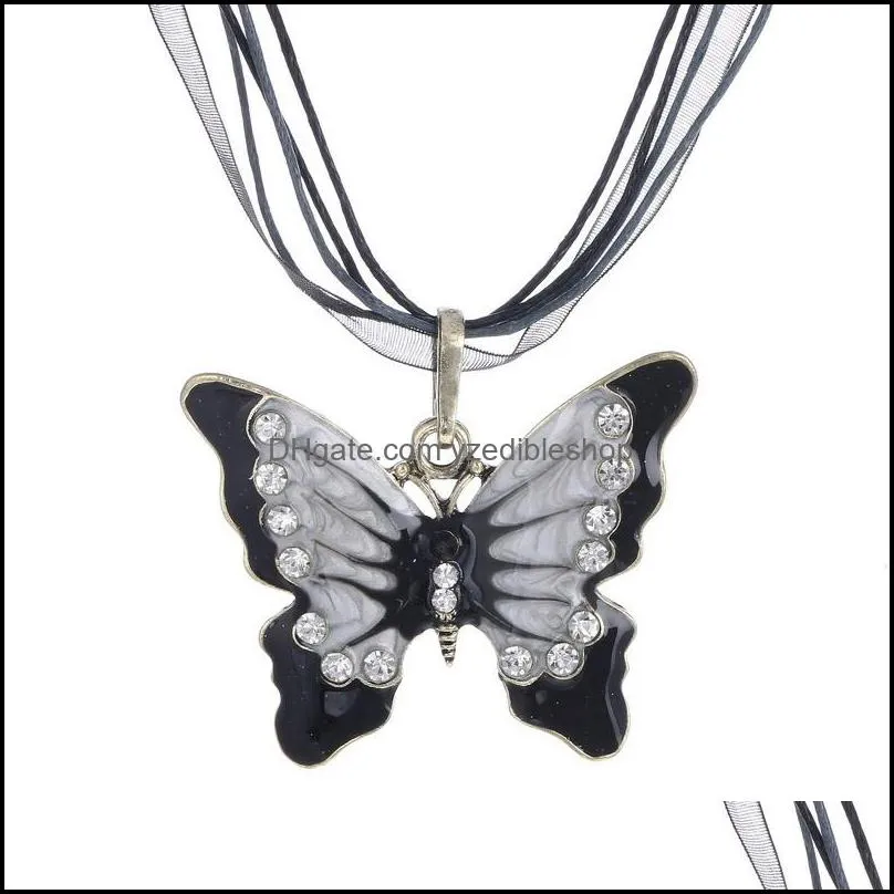 crystal butterfly chokers necklace luxury jewelry long chain animal rhinestone crystal pendant necklac yzedibleshop