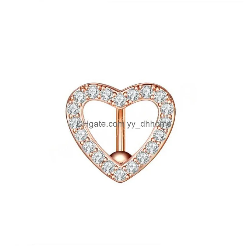 sexy inverted bar heart zircon belly button ring reversed bar barbell 316l surgical steel navel piercing ombligo