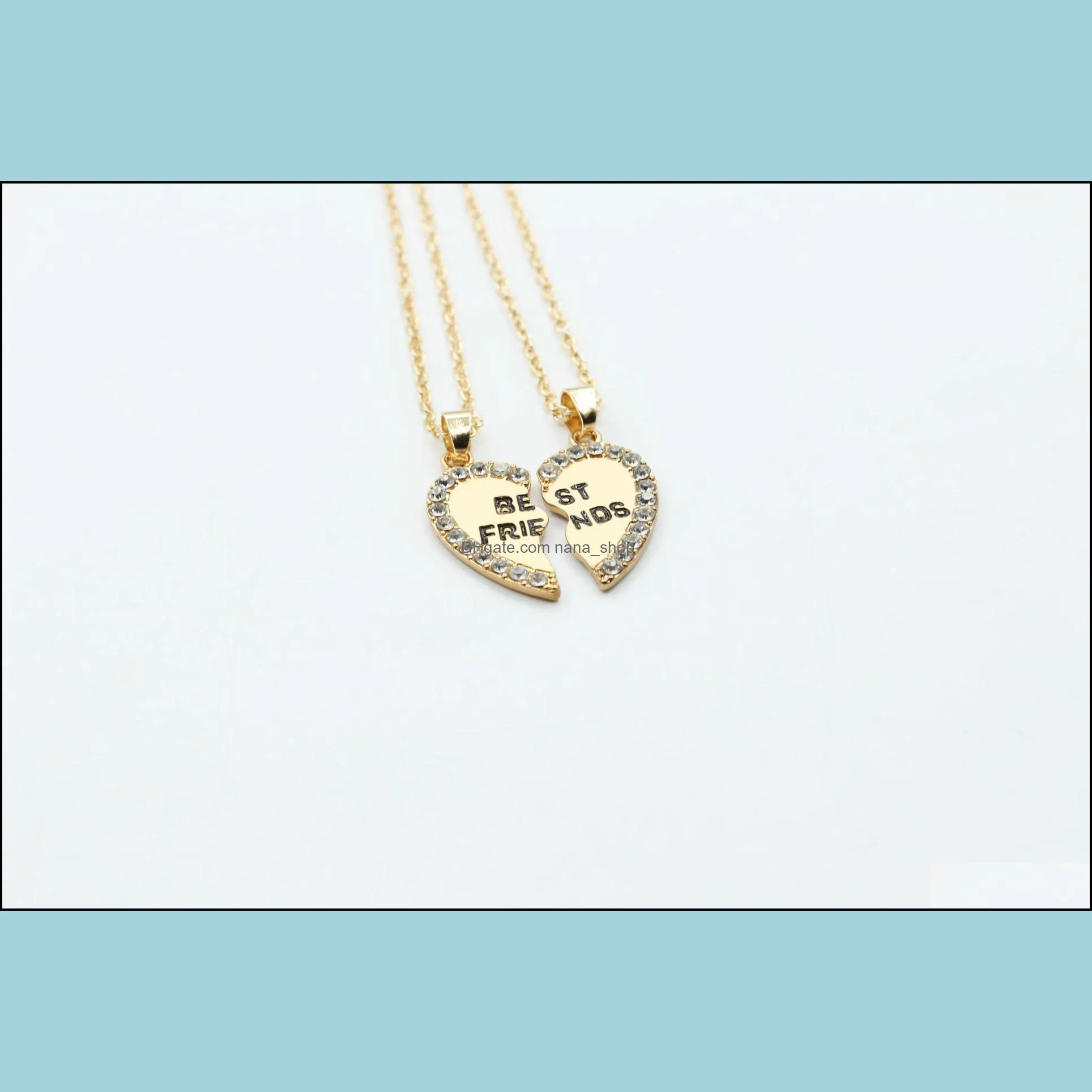 pendant necklace women men friend heart silver gold 2 pendants necklace bff friendship chain necklaces nanashop
