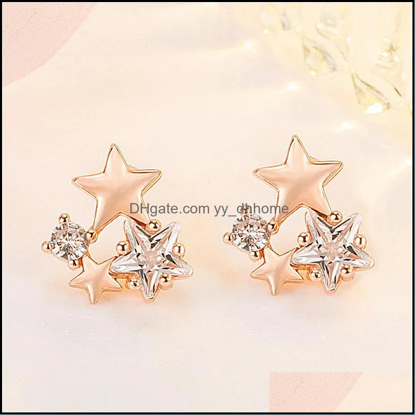 star earrings inlaid with fivepointed star diamond earrings simple small cold wind zircon super flash earrin yydhhome