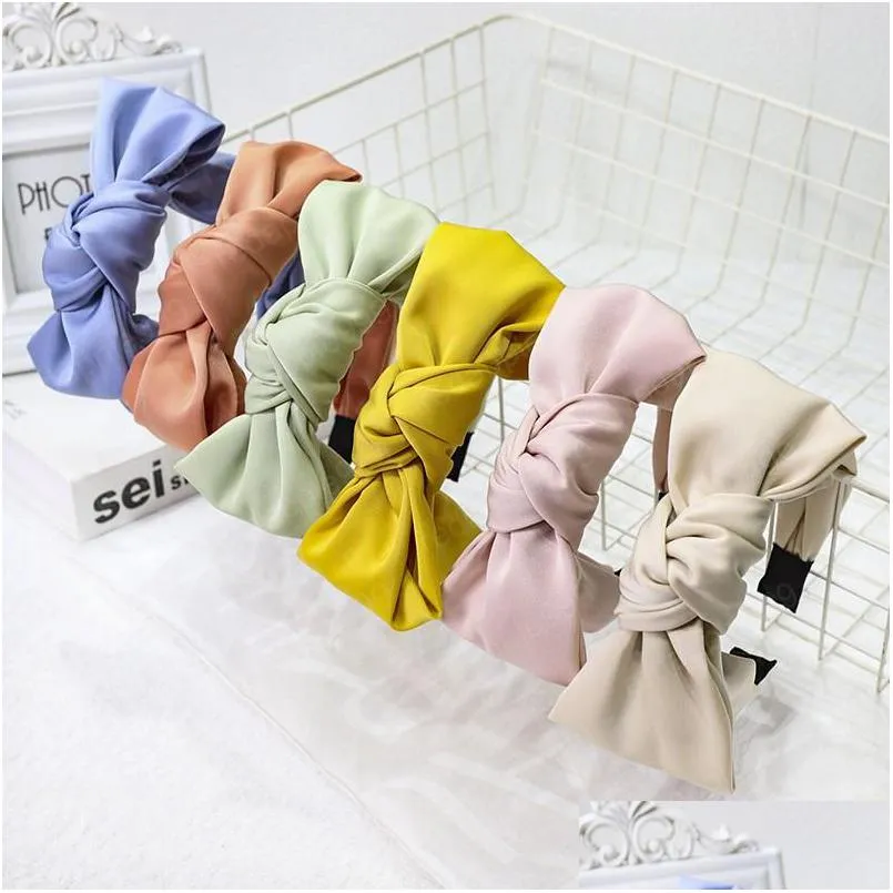 satin knot big bow hairband handmade headband customized hair accessories