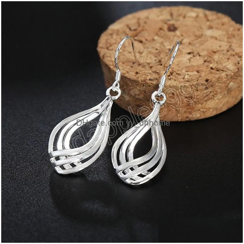 925 silver color dangle earrings fashion jewelry elegant woman charm twist line drop earrings christmas gifts