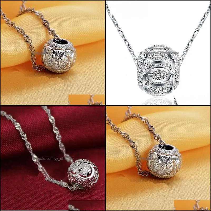 silver necklace exquisite temperament silver transfer retro ball bead pendant necklace jewelry transfer beads necklace yydhhome