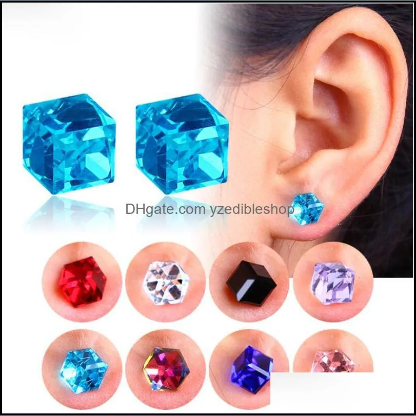 fashion korean stud earring healthcare magnet crystal strong magnetic non pierced earrings for women men
