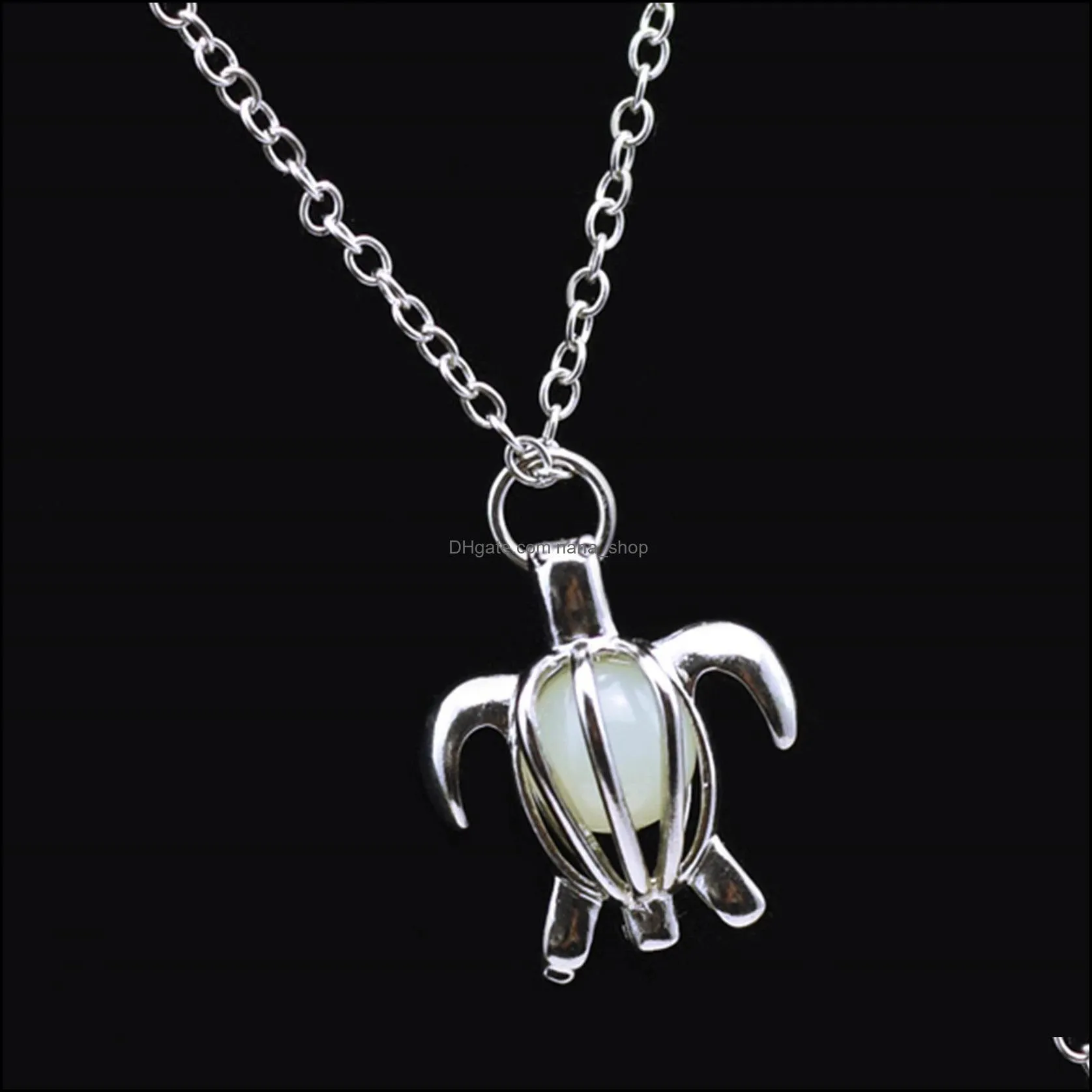 hollow turtle shape silver color beautifully choker necklace women luminous glowing in dark necklaces pendants statement necklace nanashop