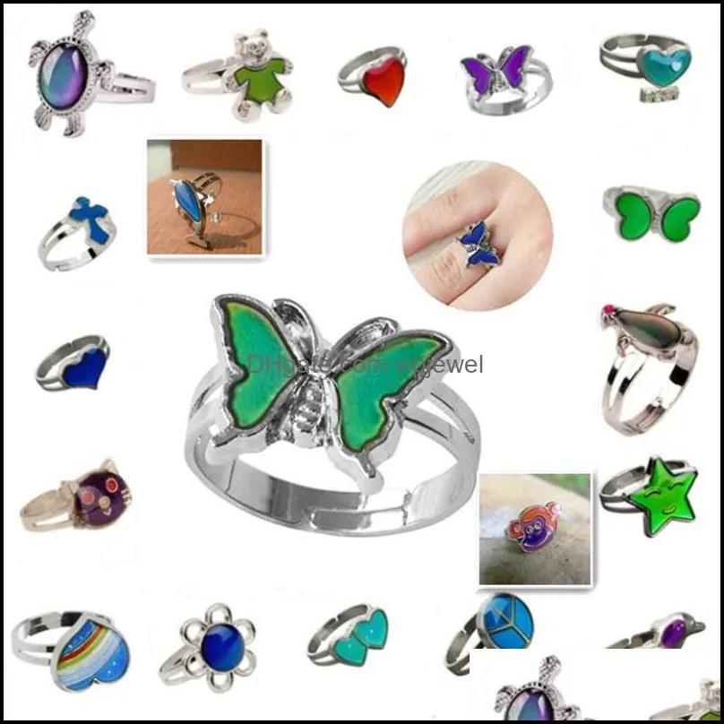 butterfly mood ring color change adjustable emotion feeling changeable temperature ring jewelry for kids birthday wholesale vipjewel