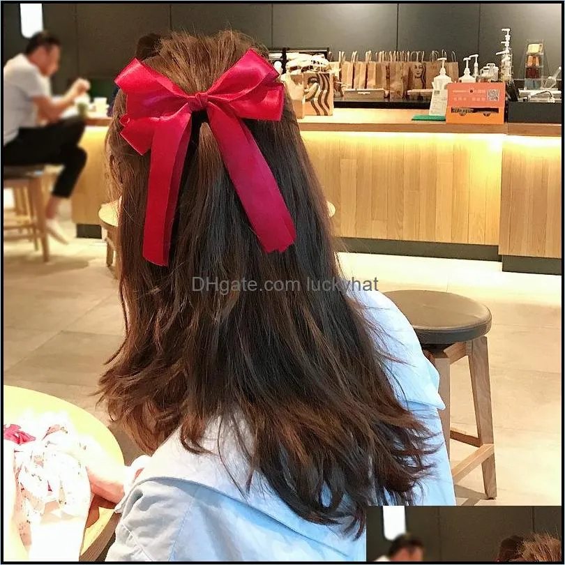 vintage barrettes big bow hairs clip for women girls wedding long ribbon korean hairpins barrette hair accessories