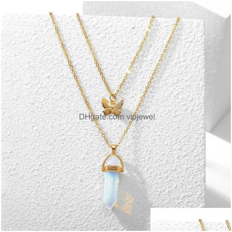 fashion jewelry double layer necklace plastic pendant butterfly choker necklace