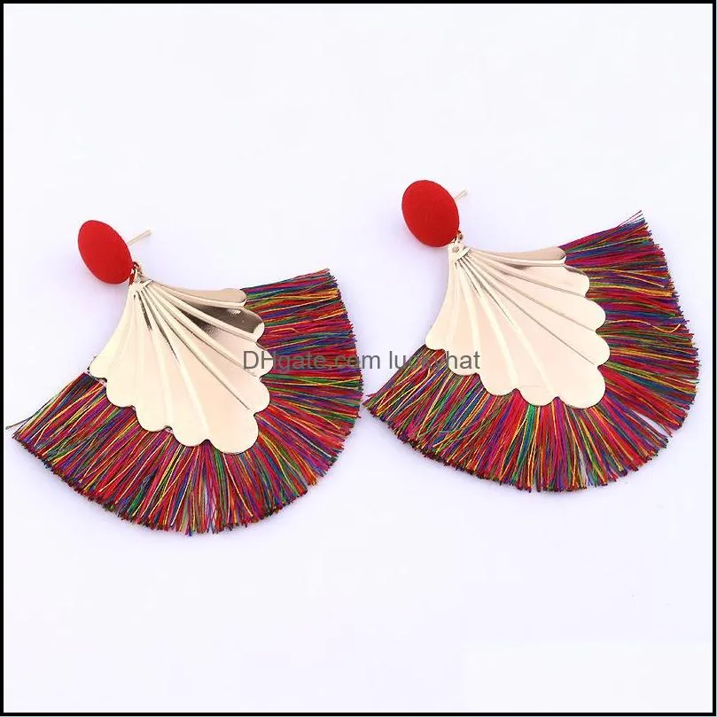fashion tassel dangle earrings bohemian big sector shape chandelier earring for women jewelry hyperbole female