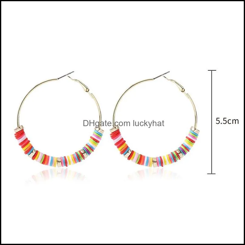 bohemian flat round polymer clay loose spacer beads women circle hoop earrings statement jewelry gift accessories