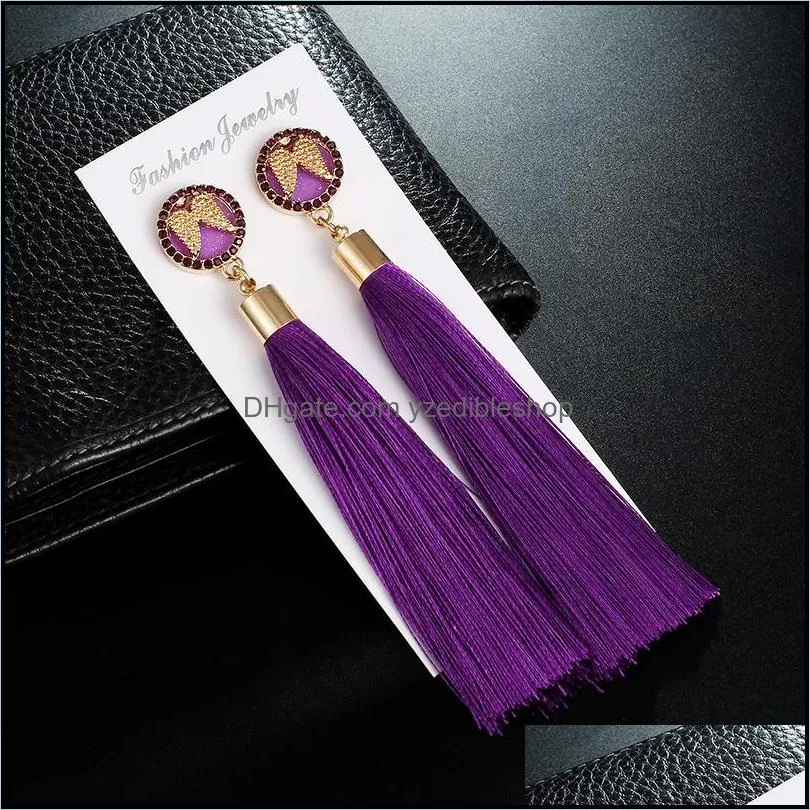 bohemian angel wings crystal tassel drop earrings for women long silk fabric statement dangle earring 2019 ethnic jewelry