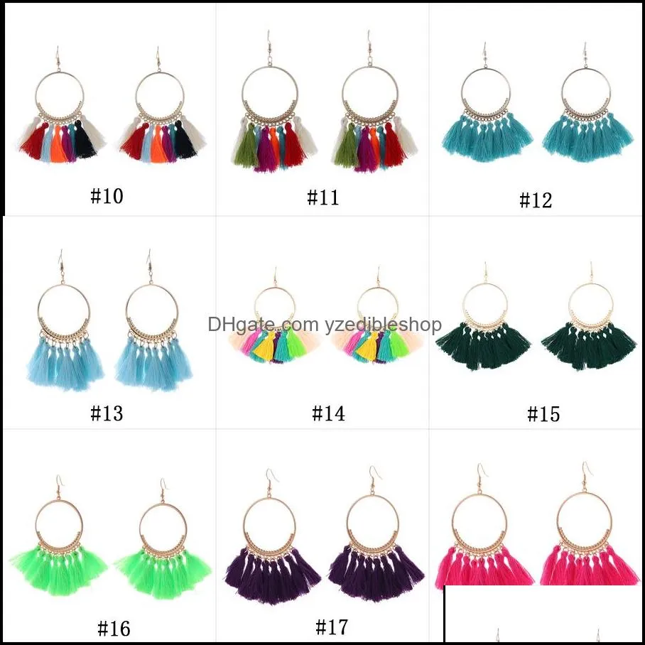  ethnic fringe tassel dangle earrings for women bohemian large big hoop long statement drop earrings female fashion jewelry gift