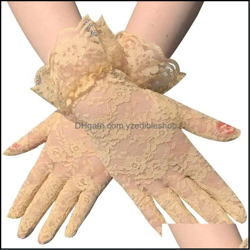 party sexy dress gloves women high quality lace mittens paragraph wedding accessories full finger girls