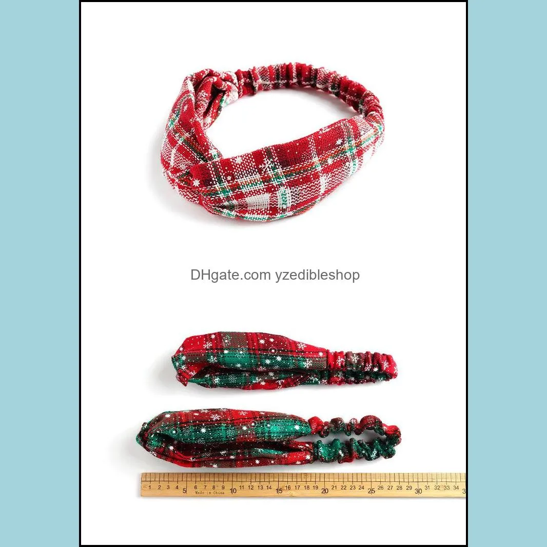 fashion christmas adult kids headbands mother baby turban mom daughter bow knotted hairband plaid print hair accessories ornament