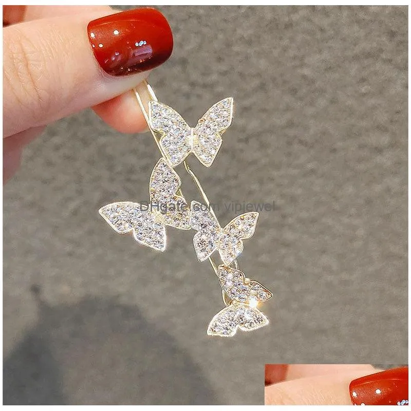 europe fashion jewelry rhinstone butterfly barrette hairpin hair clip bobby pin single piece barrette hair accessories