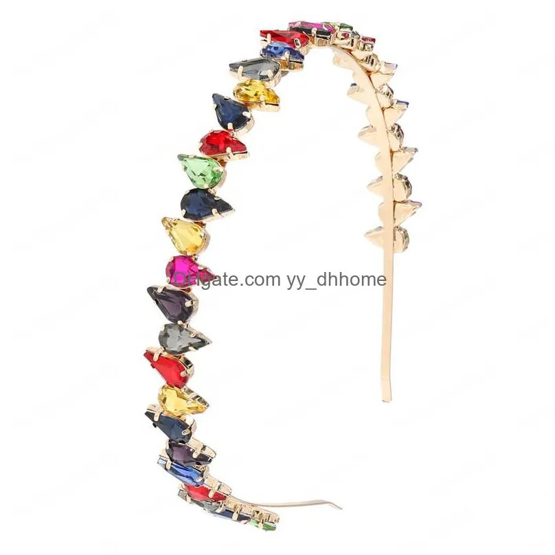 summer simple temperament hair accessories dropshaped alloy rhinestone headband ladies party headwear