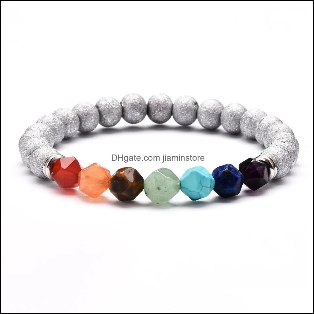 7 chakra charm bracelets for women men colorful natural stone healing crystals beads chains wrap bangle fashion yoga