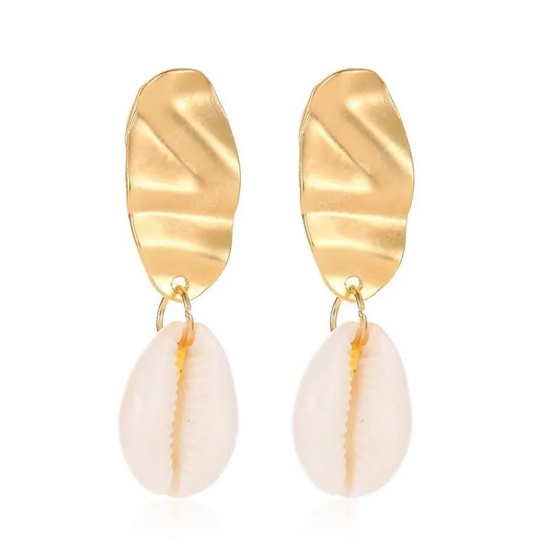 2020 sea shell pendant earrings gold statement earrings for women weddings party irregular geometric jewelry gift