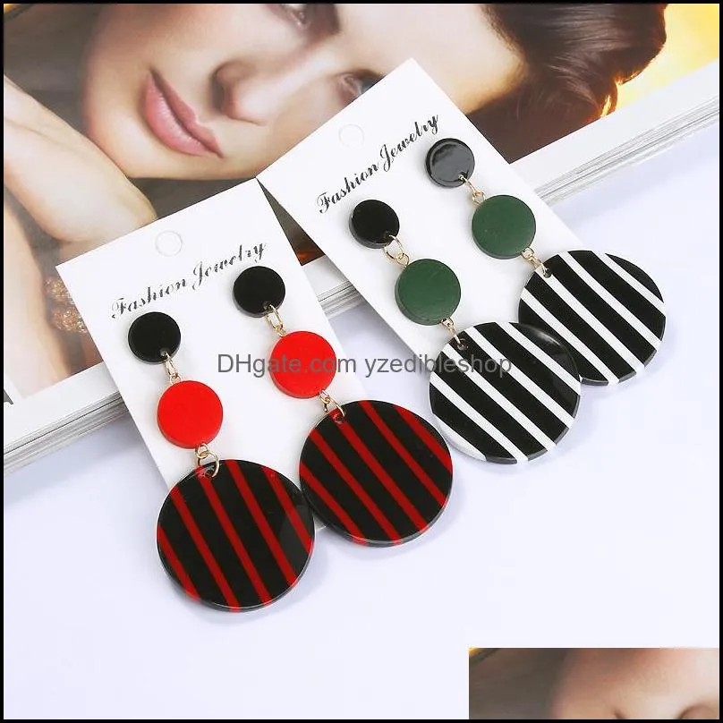 trendy simple round black white fringe drop earrings for women long acrylic stripe tassel statement dangle earrings fashion jewelry