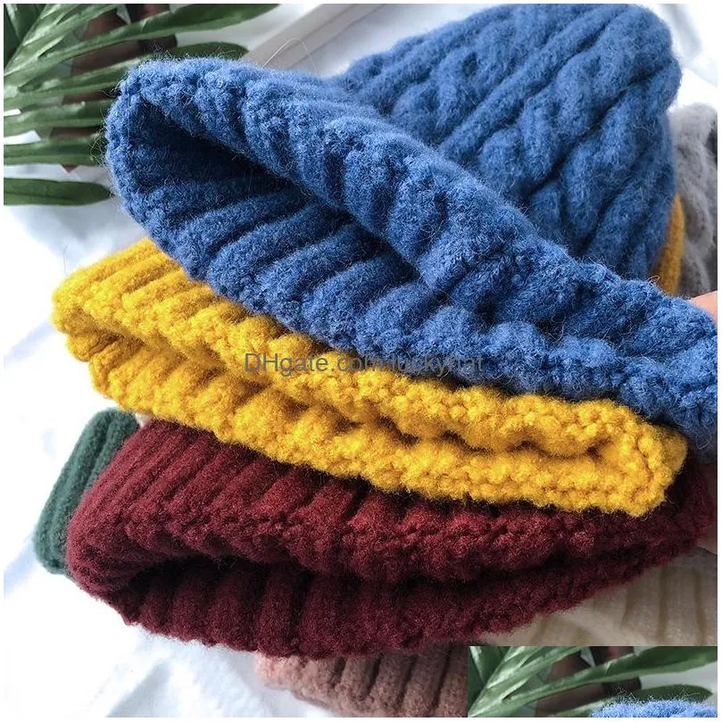 autumn winter men women knitted hat solid color warm beanie caps knitting hats