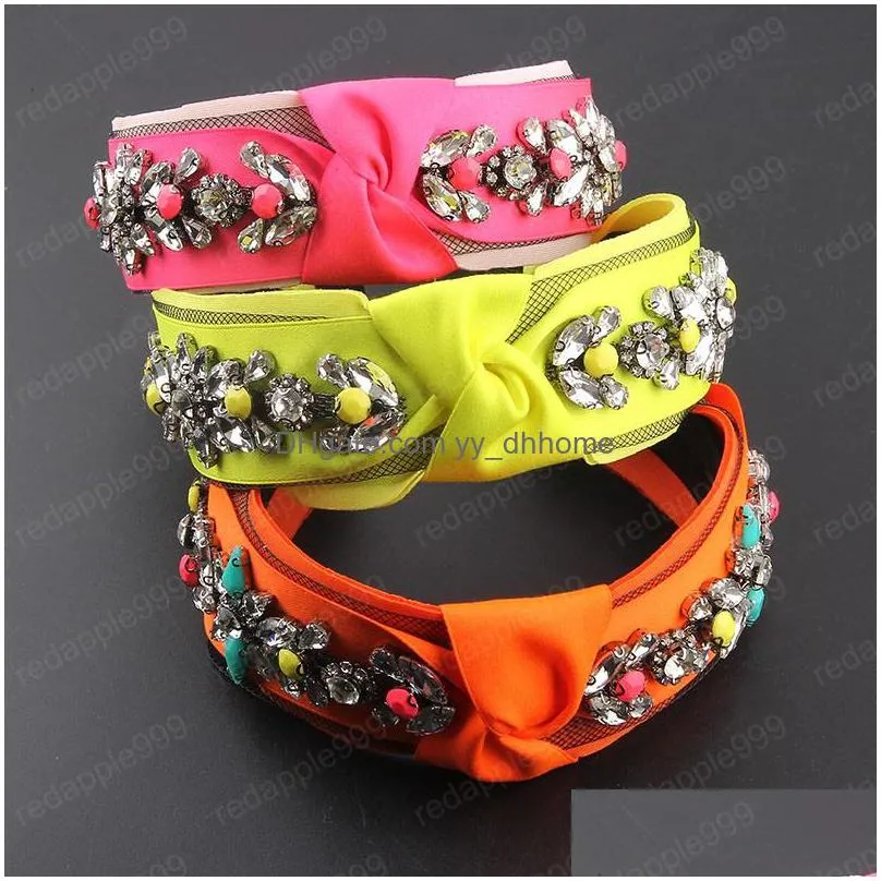 fashion inlaid rhinestone color slippery silk fabric headband ladies street travel gift hair accessories