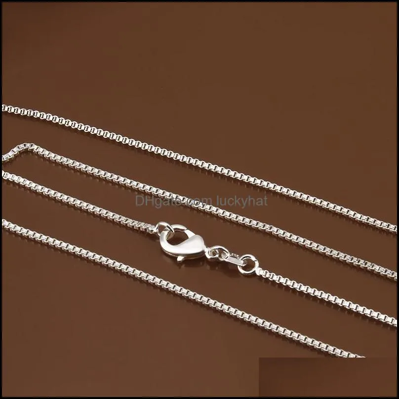 bulk 1mm 925 sterling silver box chains choker necklaces for women men jewelry pendant making 16 18 20 22 24 inches