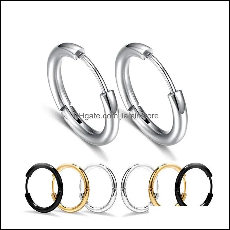 1020mm circle hoop earrings for men s punk hypoallergenic stainless steel small big round ear bone buckle earring fashion jewelry