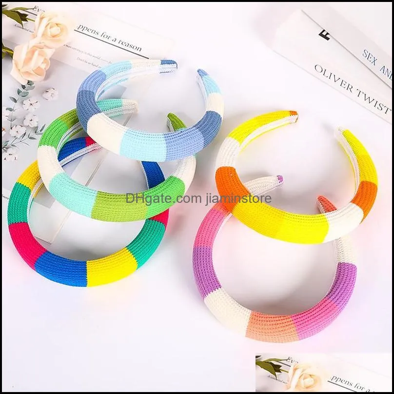 vintage hair hoop gradient contrast color sponge padded headband shiny party headdress