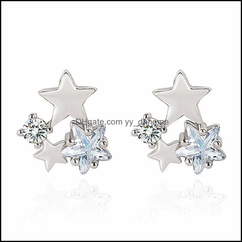 star earrings inlaid with fivepointed star diamond earrings simple small cold wind zircon super flash earrin yydhhome