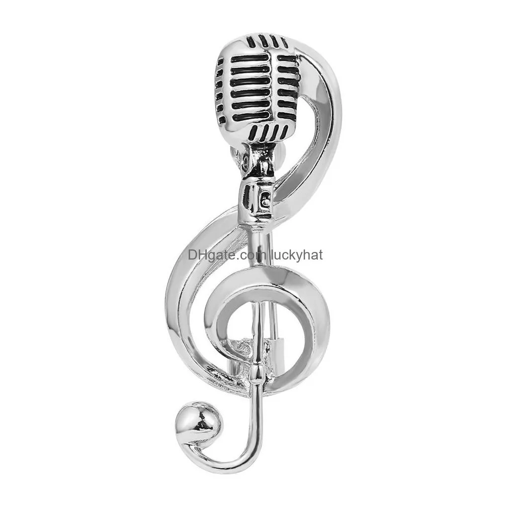 fashion jewelry music microphone shape brooch alloy voice tube brooches