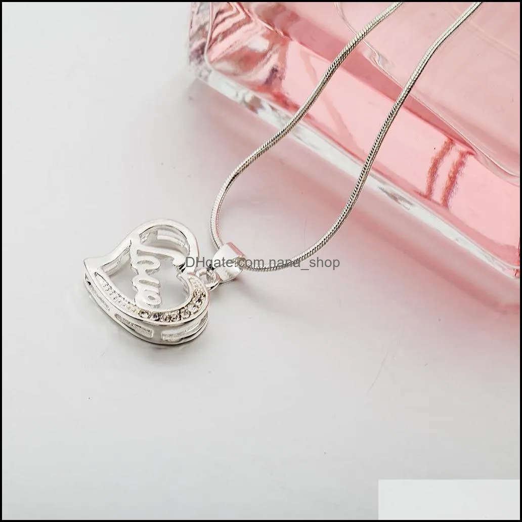 love necklace silver plated pendant necklace wedding jewelry lovely heart necklace nanashop