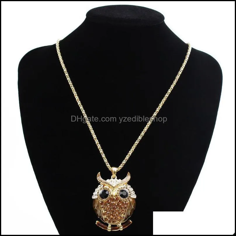 pretty necklaces pendant brand charms women 18k gold necklace vintage crystal cubic zircon diamond fine jewelry owl penda yzedibleshop