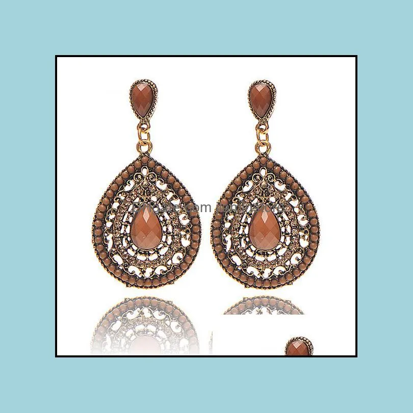 bohemian water drop dangle earring vintage ethnic teardrop crystal beaded statement earrings for women boho fashion jewelry
