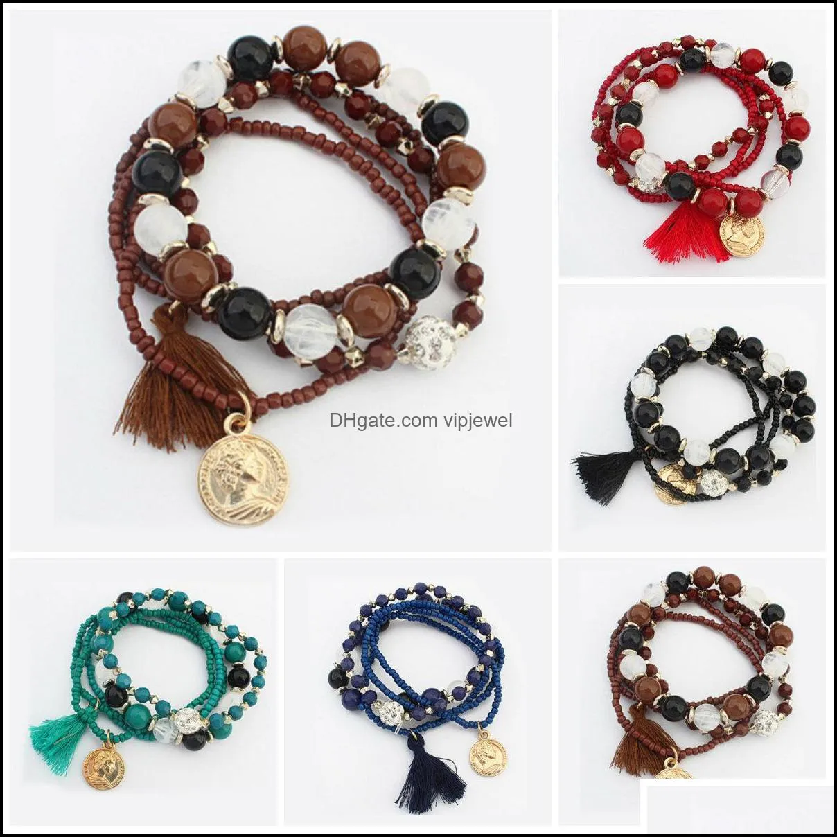 charms bracelets bohemian charm elastic bracelet force line resin beaded bracelet vipjewel