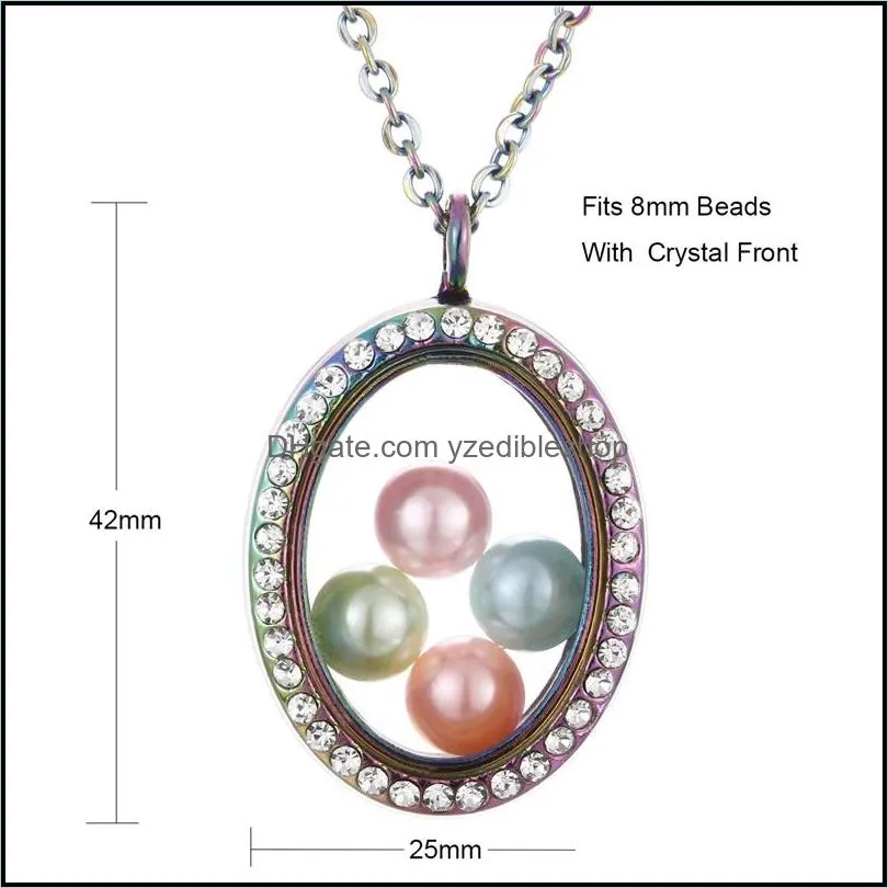 magnetic open rainbow pearl cage pendant necklaces for women crystal beads glass floating locket charm chains fashion jewelry