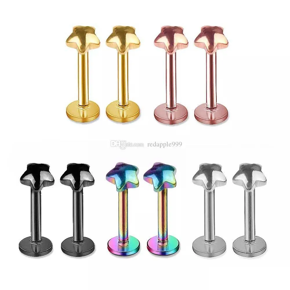 wholesale labret lip chin ring nose ear bar stud stainless steel piercing fashion body jewelry 