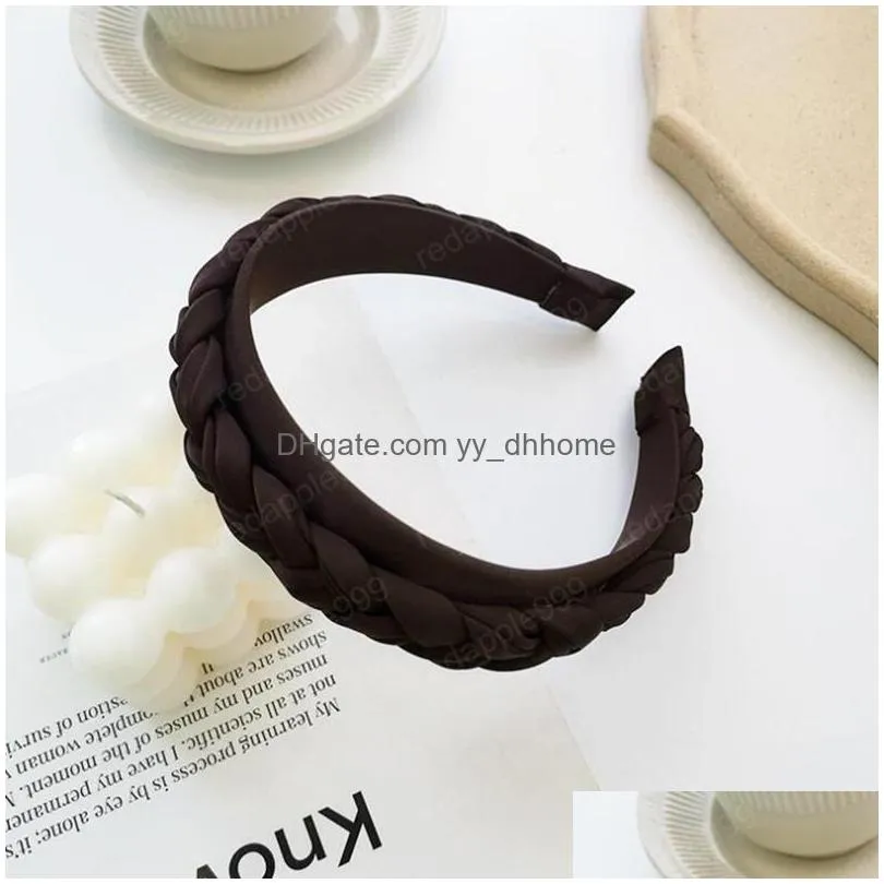 fashion women hairband solid color multilayer knotted braids headband wide side headwear adult hair accessories