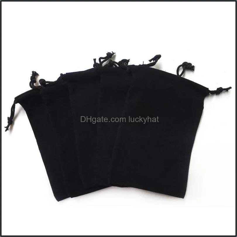 fashion flannel bags drawstring black velvet jewelry pouches mobile power multi size packaging gift bag