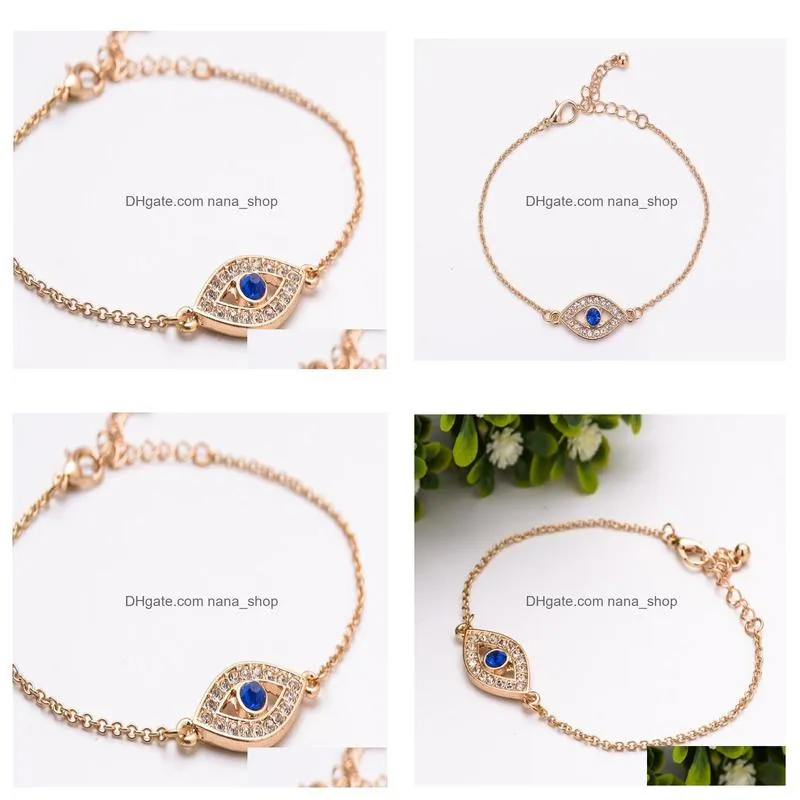 fashion jewelry evil eye bracelet rhinstone blue eye bracelet