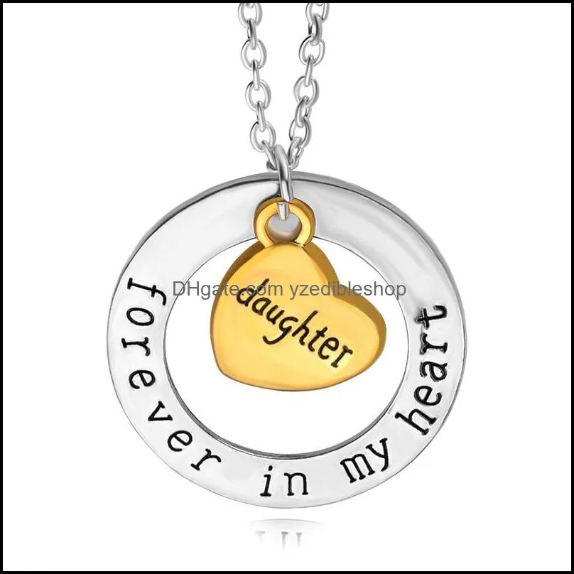 forever in my heart necklaces for women family member grandpa grandma mom dad daughter son love heart pendant chains fashion jewelry