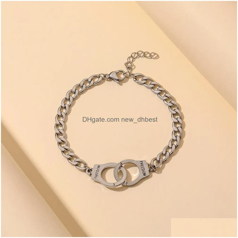 fashion jewelry titanium stainless steel handcuffs bracelet men women hand ornaments dom bracelets