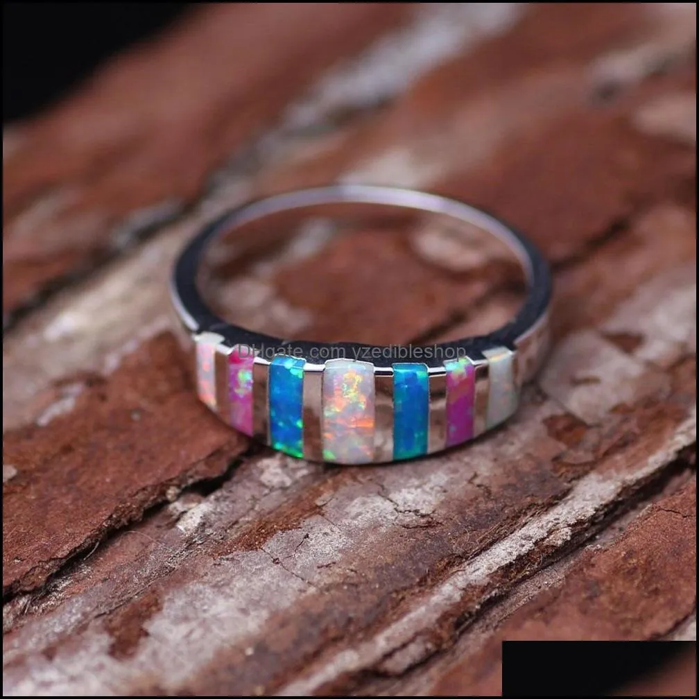 luxury opal wedding rings for women natural stone bride engagement bridesmaid finger rings fashion jewelry gift