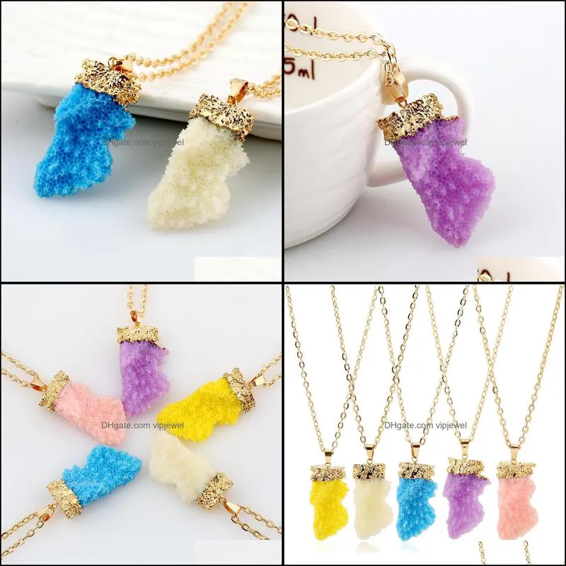 pretty chain necklace geometric triangle crystal gems stones pendant necklaces beautifully plated gold necklace vipjewel