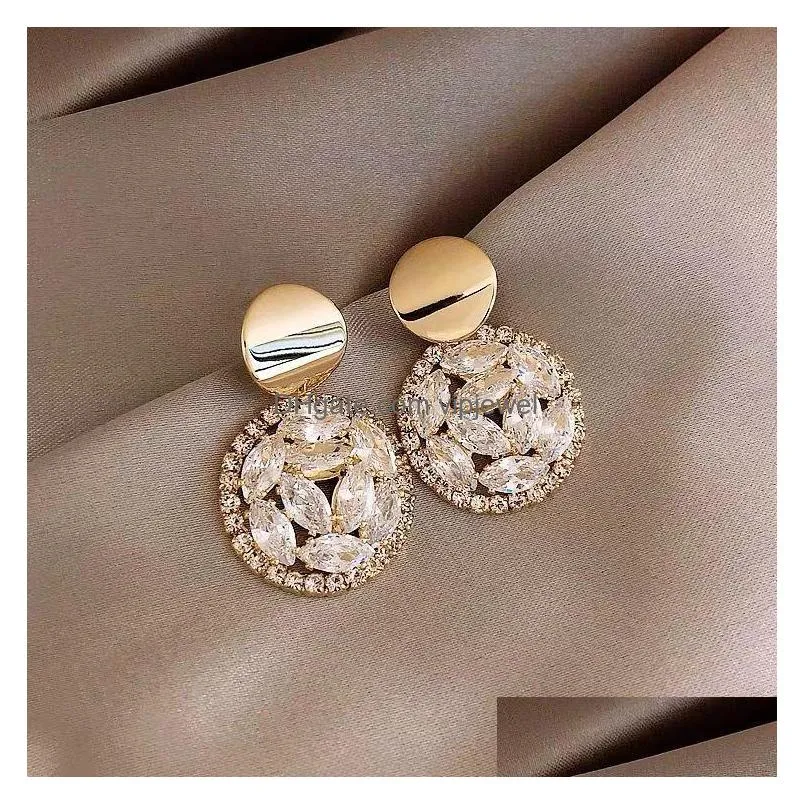 fashion jewelry s925 silver post earrings crystal rhinstone elegant dangle stud earrings