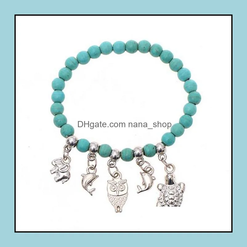 bracelet wholesale fashion vintage turquoise women jewelry accessories infinity bohemian silver charm bracelets nanashop