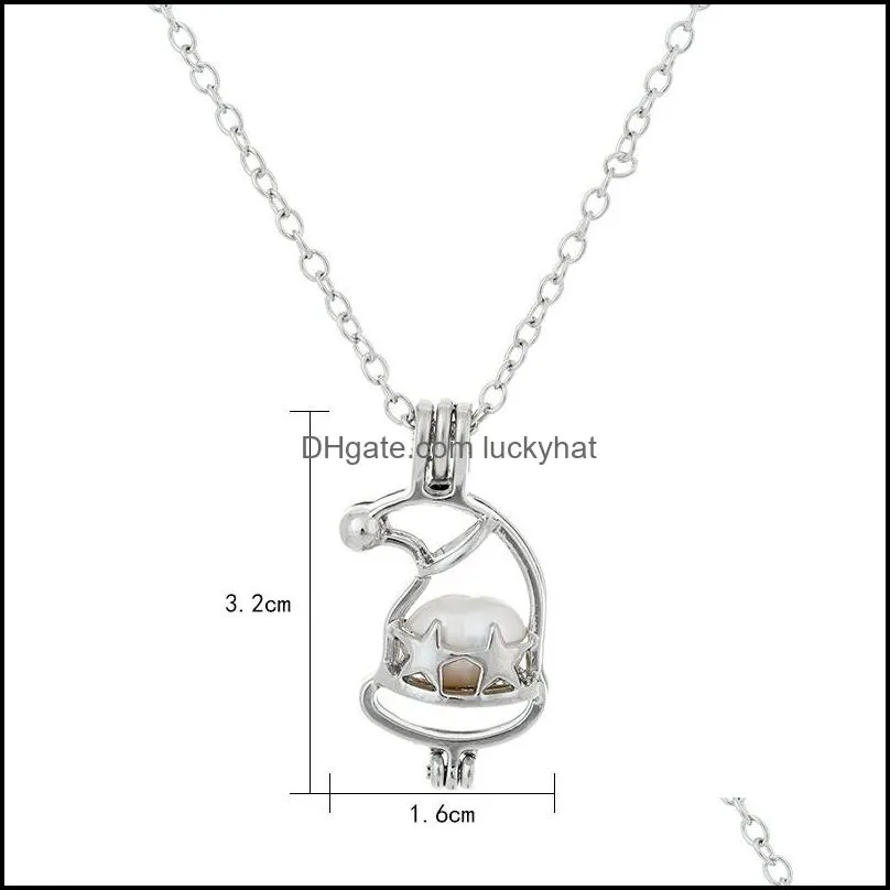 2019 pearl cage pendant necklaces love wish oyster natural pearl open hollow locket charm silver chain for women fashion jewelry in