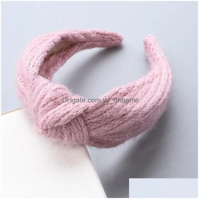 fashion soft hairbands wide side headband warm autumn winter knitted hair hoop cross knot women girls knit hair accessories