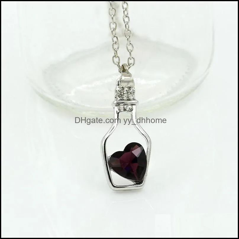 pretty love drift bottles pendant necklace vintage collares mujer heart crystal pendant necklac yydhhome