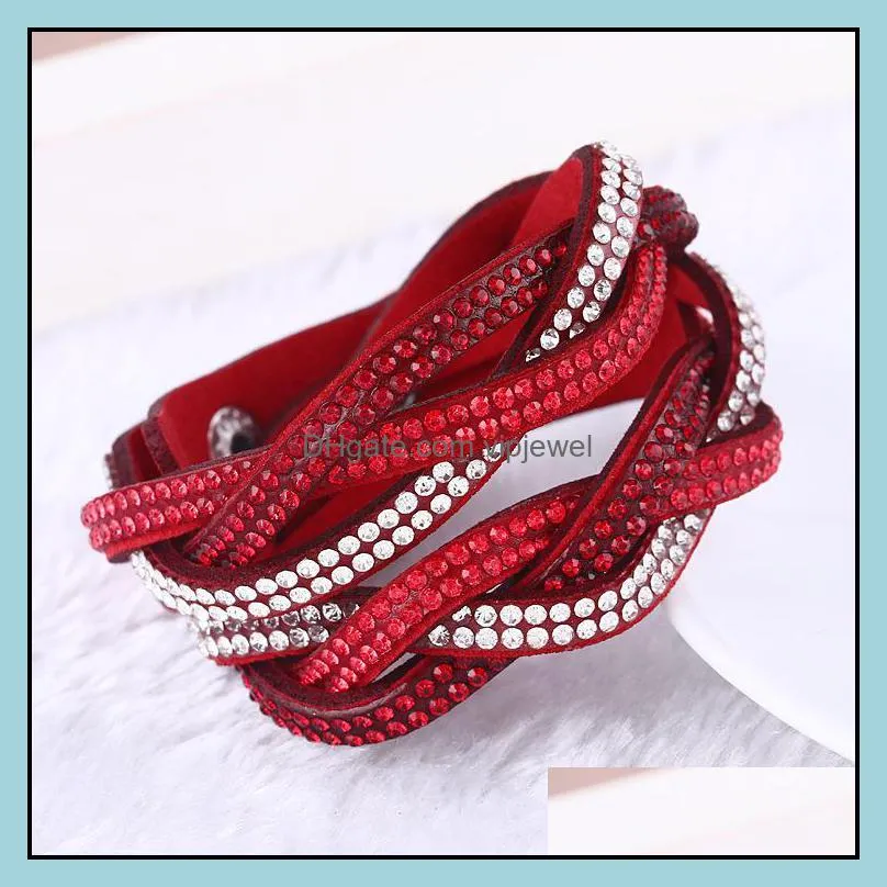 charm bracelet for women women bangle wrap faux beautifully leather button bracelet crystals bracelets vipjewel